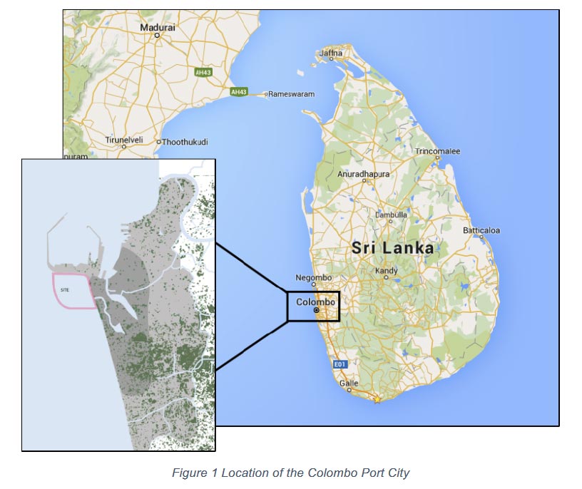 The Location of Port City Colombo in Sri Lanka